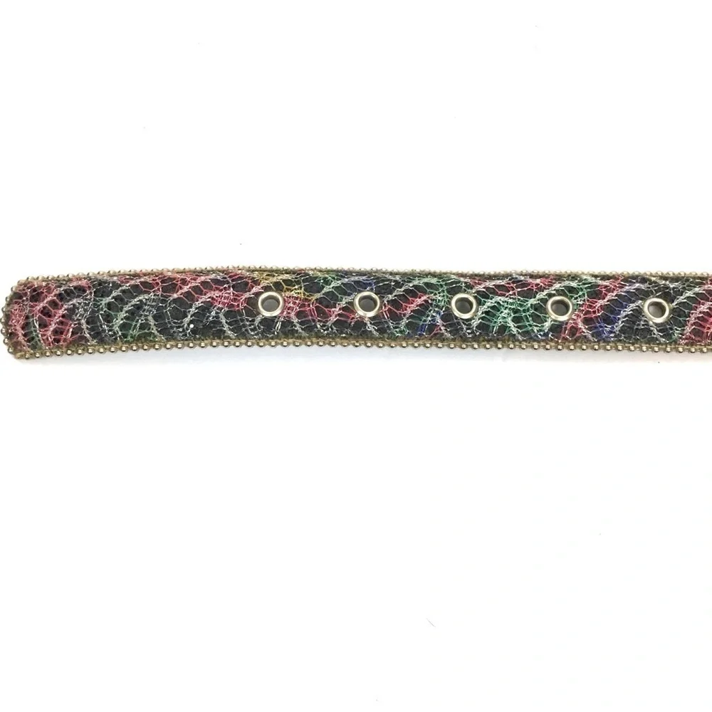 VINTAGE Belt Lace 80s 90s Rainbow Bead Edges Glitter Madonna Paula Abdul Style